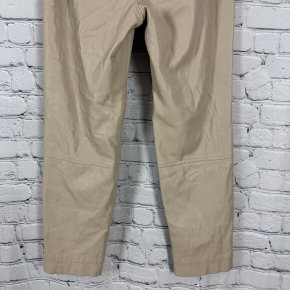 Jonathan Simkhai Tessa Vegan Leather Pants Womens 6 Tie Waist in Egret Khaki - Picture 13 of 16